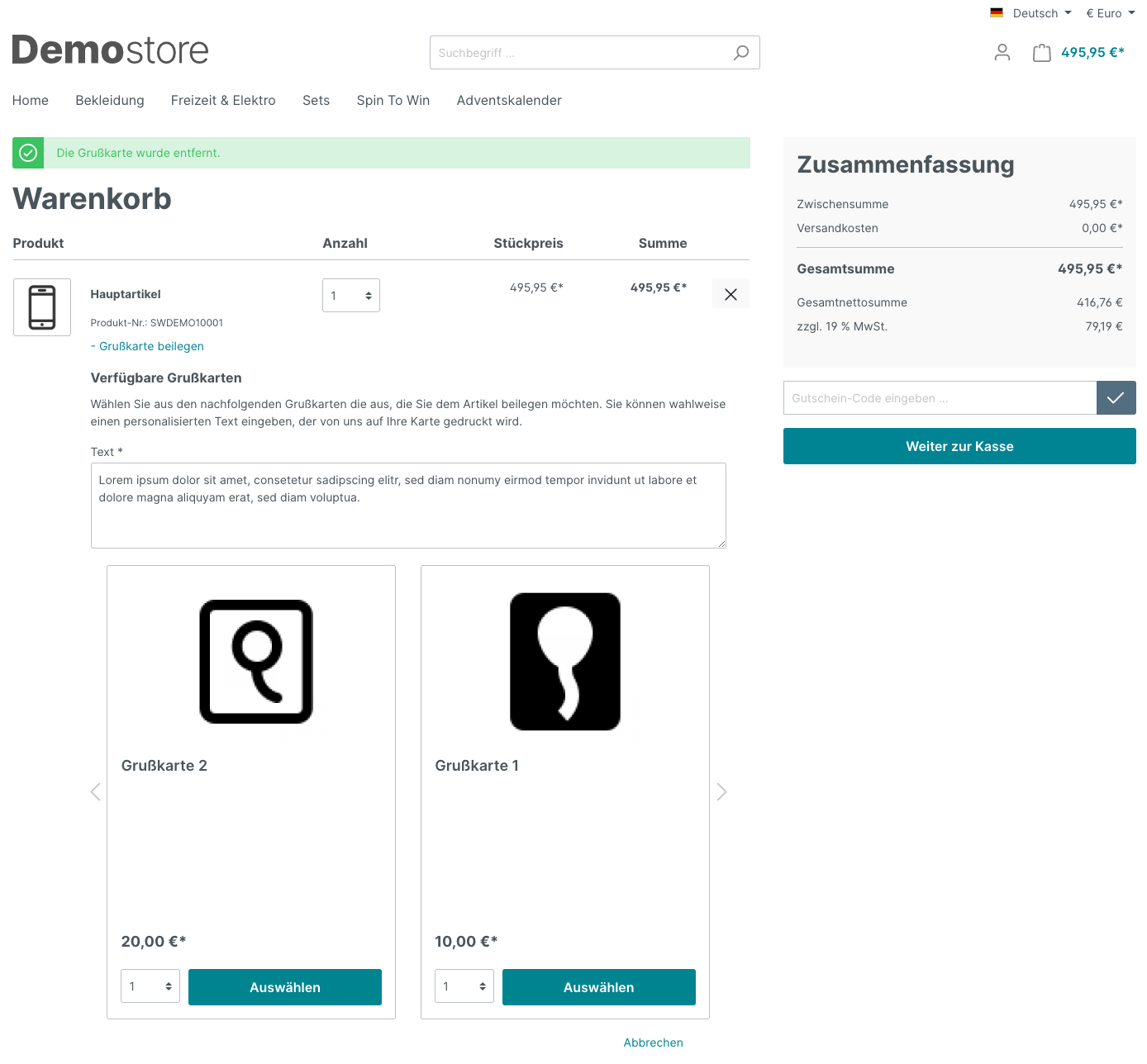 „Grußkarten“ Plugin für Shopware 6